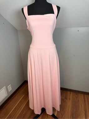 OYS Pink Square Neck Summer Tank Maxi Dress
